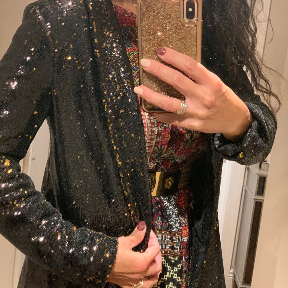 🔥BNWT Zara Sequins Open Front Blazer in a Sz.M😍 - Picture 2 of 4
